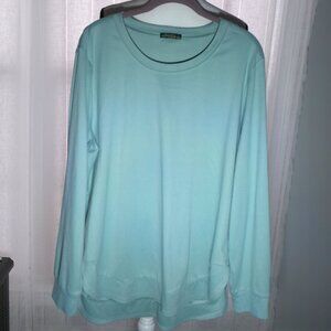OFEEFAN Long Sleeve Scoop Neck Light Green Hi Lo Sweatshirt XXL